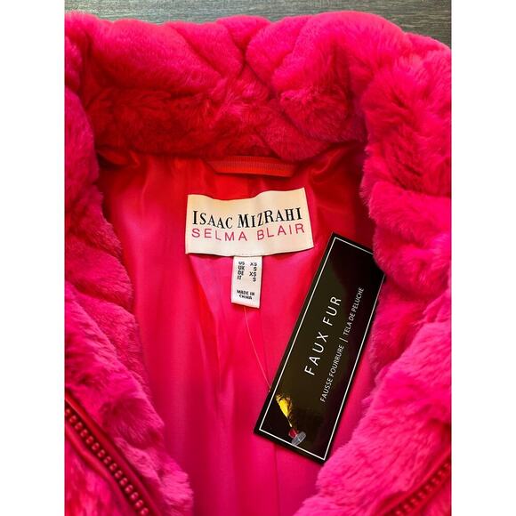 Issac Mizrahi Live x Selma Blair Faux Fur Magnetic Zip Jacket, Pink, Size XS NWT - Picture 4 of 9